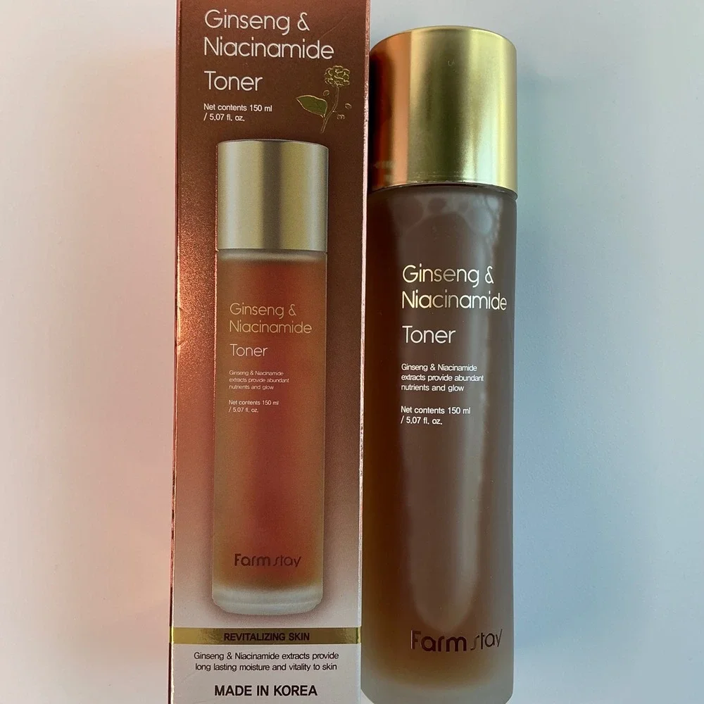 K-Beauty Farmstay Ginseng Niacinamide Skincare Set Toner, Serum & Eye Serum 3pc